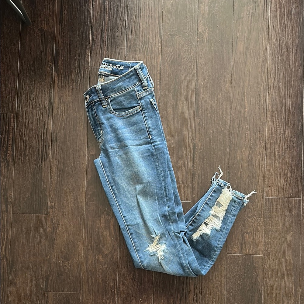 Distressed Blue Jeans